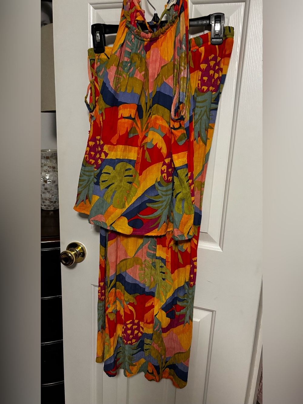 Christian Siriano Orange Multi Tropical Print Halter & Pants - Picture 2 of 9